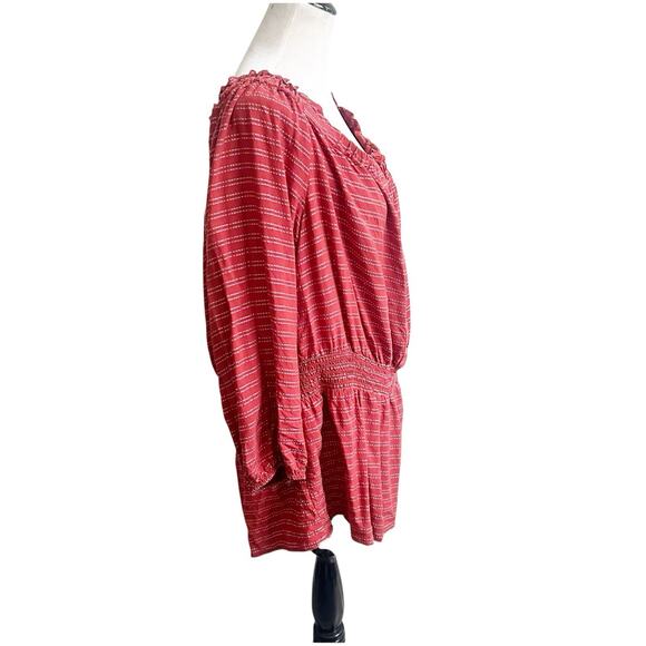 Lane Bryant Size 26/28 Square Neck Off The Shoulder Peasant Blouse Pink Metallic - Picture 3 of 12